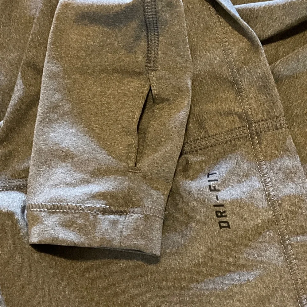 Nike Pro Women's Long Sleeve V-Neck Top - Light Gray with Black Swoosh - Picture 6 of 7